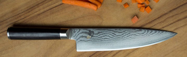 Shun Chef's knife with carrots